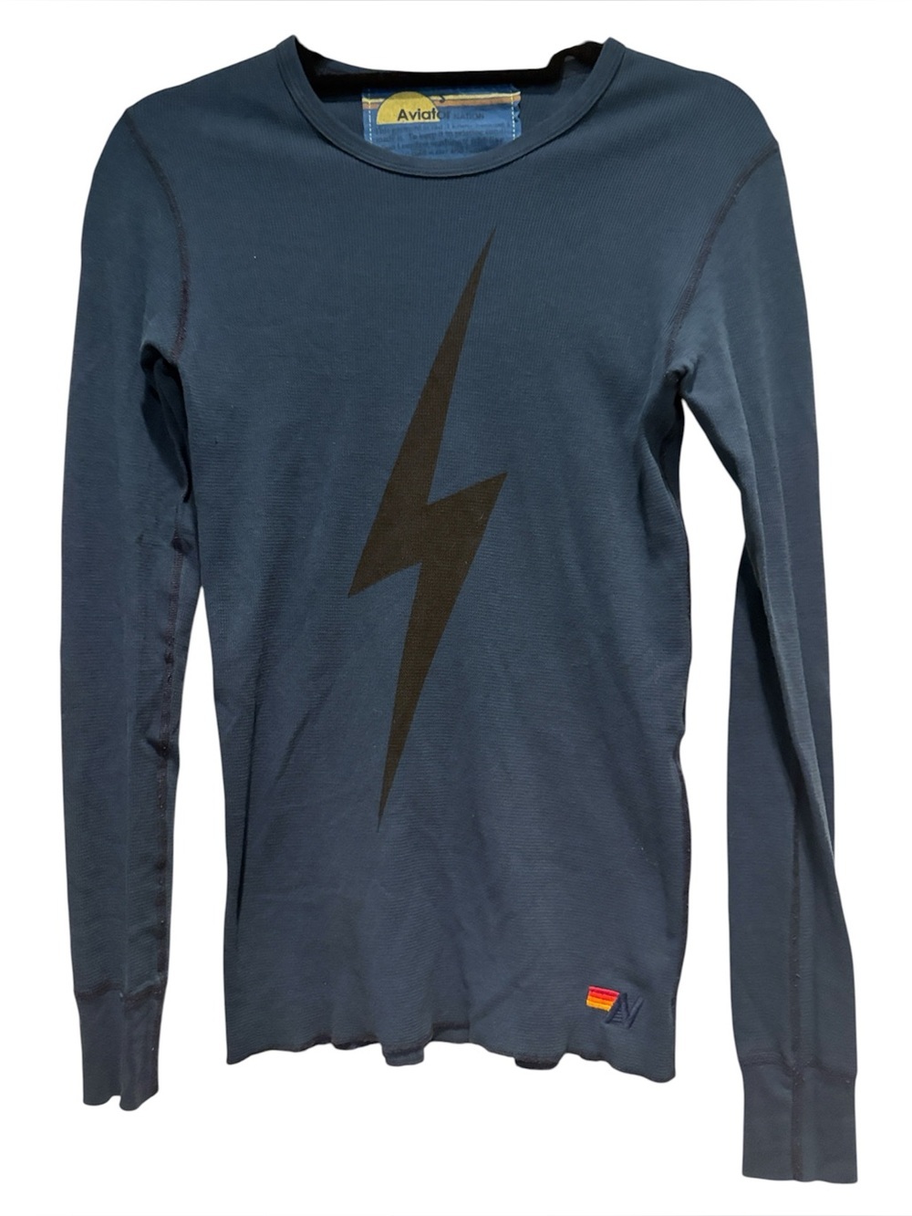 Aviator Nation - Women's Bolt Long Sleeve Boyfriend Tee -Size Small. Navy.